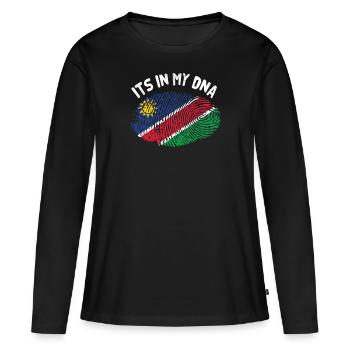Namibia - Frauen Premium Bio Langarmshirt - Schwarz - Vorne - Julia (174cm)