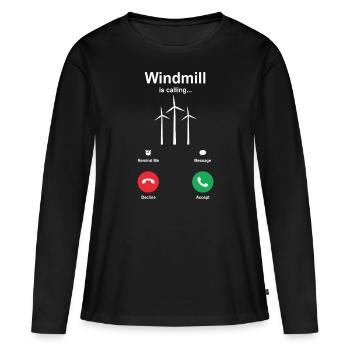 Moulin à vent - T-shirt manches longues Premium bio Femme - noir - Devant - Julia (174cm)