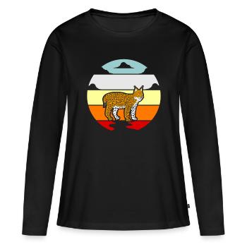 Luchs Wildkatze Shirt Geschenkidee - Frauen Premium Bio Langarmshirt - Schwarz - Vorne - Julia (174cm)