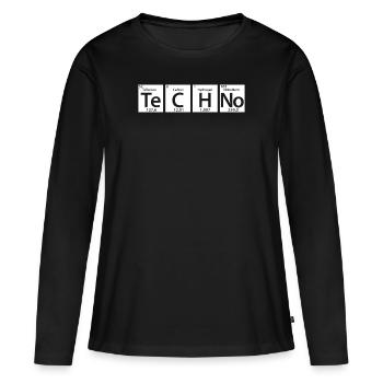 Tableau périodique Techno - T-shirt manches longues Premium bio Femme - noir - Devant - Julia (174cm)