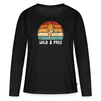 Luchs - Frauen Premium Bio Langarmshirt - Schwarz - Vorne - Julia (174cm)
