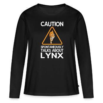 Luchs - Frauen Premium Bio Langarmshirt - Schwarz - Vorne - Julia (174cm)