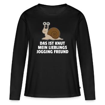 Schnecke Lieblings Jogging Freund Laufen Geschenk - Frauen Premium Bio Langarmshirt - Schwarz - Vorne - Julia (174cm)