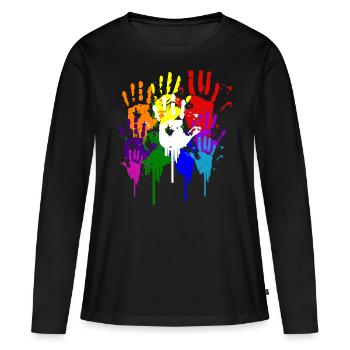 Mains colorées splendeur de l'idée de cadeau de couleur - T-shirt manches longues Premium bio Femme - noir - Devant - Julia (174cm)