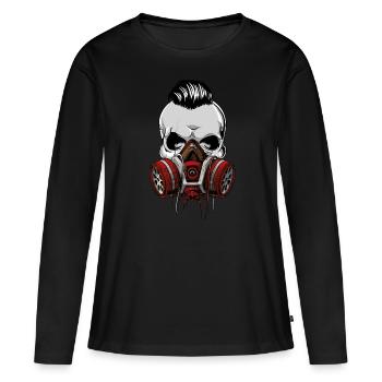 Crâne de hipster crâne avec masque à gaz masque - T-shirt manches longues Premium bio Femme - noir - Devant - Julia (174cm)