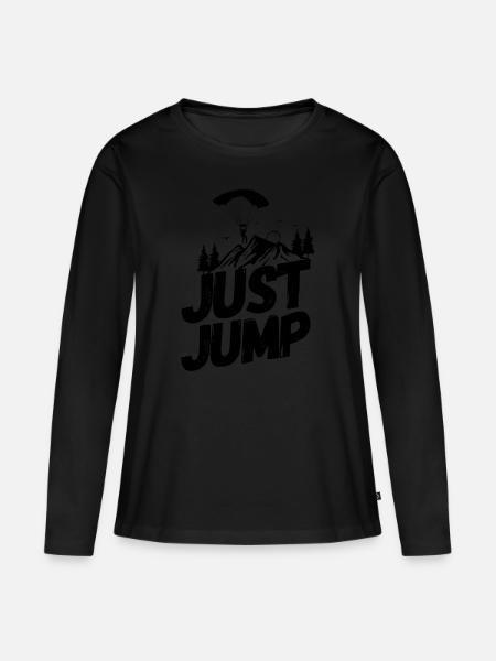 Fallschirm Skydiving Springen - Frauen Premium Bio Langarmshirt - Schwarz