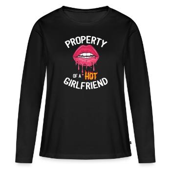 petite amie - T-shirt manches longues Premium bio Femme - noir - Devant - Julia (174cm)