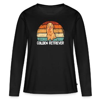 Golden retriever - T-shirt manches longues Premium bio Femme - noir - Devant - Julia (174cm)