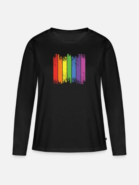 Regenbogen - Frauen Premium Bio Langarmshirt - Schwarz