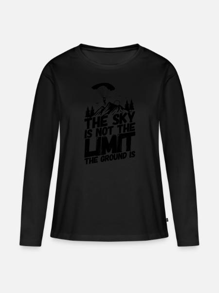 Fallschirm Skydiving Boden - Frauen Premium Bio Langarmshirt - Schwarz