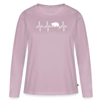 Opossum Heartbeat - T-shirt manches longues Premium bio Femme - rose poudré - Devant - Julia (174cm)