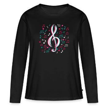 Clef musical notes music treble clef - Women's Premium Organic Long Sleeve Shirt - black - Front - Julia (174cm)