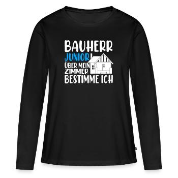 Bauherr Junior - Frauen Premium Bio Langarmshirt - Schwarz - Vorne - Julia (174cm)