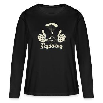 Parachutiste Thumbs Up Skydiver Gift - T-shirt manches longues Premium bio Femme - noir - Devant - Julia (174cm)