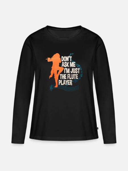 Flöte - Frauen Premium Bio Langarmshirt - Schwarz