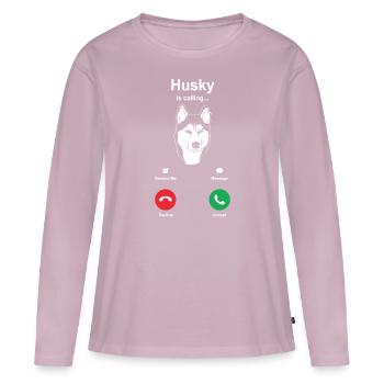 Husky sled dogs - Women's Premium Organic Long Sleeve Shirt - dusky pink - Front - Julia (174cm)