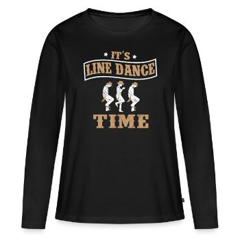 Country Western Musique Danse Linedance Time motif - T-shirt manches longues Premium bio Femme - noir - Devant - Julia (174cm)