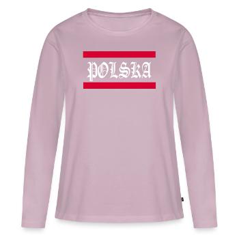 Polska - T-shirt manches longues Premium bio Femme - rose poudré - Devant - Julia (174cm)