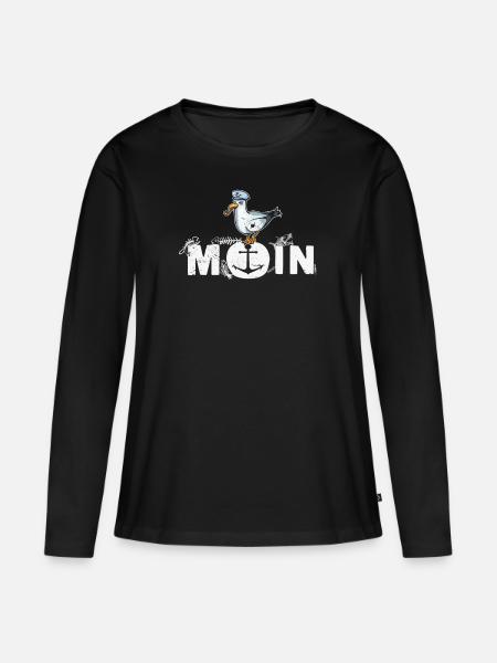 Moin Fischköppe Norddeutschland Küste Nordsee - Frauen Premium Bio Langarmshirt - Schwarz