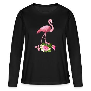 Flamingo - T-shirt manches longues Premium bio Femme - noir - Devant - Julia (174cm)