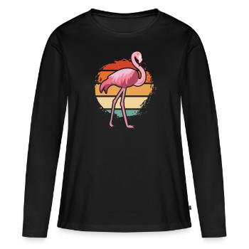 Flamingo - T-shirt manches longues Premium bio Femme - noir - Devant - Julia (174cm)