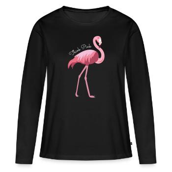 Flamingo - T-shirt manches longues Premium bio Femme - noir - Devant - Julia (174cm)
