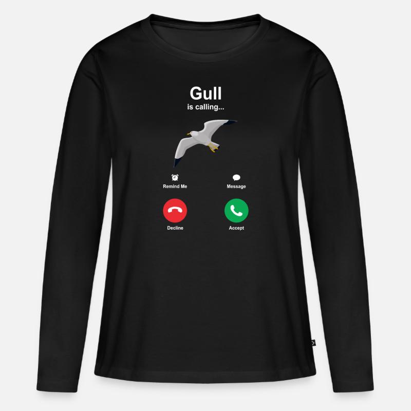 Möwe Wasservogel Shirt Geschenkidee - Frauen Premium Bio Langarmshirt - Schwarz