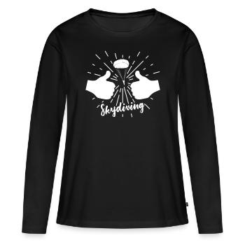 Parachutisme parachutisme pouce - T-shirt manches longues Premium bio Femme - noir - Devant - Julia (174cm)