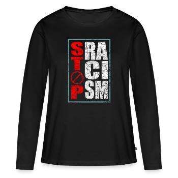 Anti-racisme - T-shirt manches longues Premium bio Femme - noir - Devant - Julia (174cm)