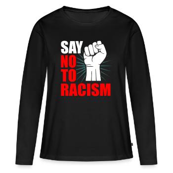 Anti-racisme - T-shirt manches longues Premium bio Femme - noir - Devant - Julia (174cm)