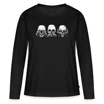 Crâne et os croisés crânes - T-shirt manches longues Premium bio Femme - noir - Devant - Julia (174cm)