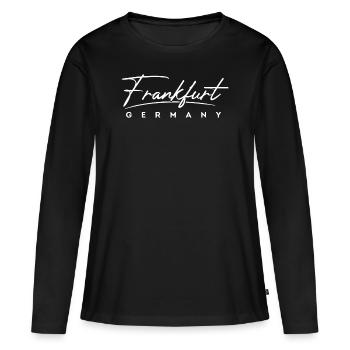 Francfort - T-shirt manches longues Premium bio Femme - noir - Devant - Julia (174cm)