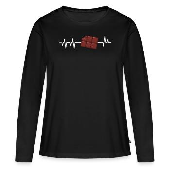 Chocolat - T-shirt manches longues Premium bio Femme - noir - Devant - Julia (174cm)