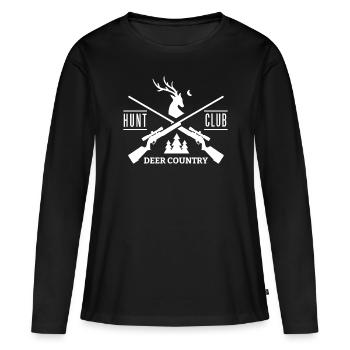 Idée de cadeau d'amour Hunt Club Deer Country Hunt - T-shirt manches longues Premium bio Femme - noir - Devant - Julia (174cm)