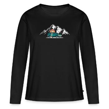 Camping car tente de toit de voiture minicamper avec tente de toit - T-shirt manches longues Premium bio Femme - noir - Devant - Julia (174cm)