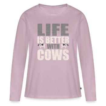 Cow lover cow farmer gift idea - Women's Premium Organic Long Sleeve Shirt - dusky pink - Front - Julia (174cm)