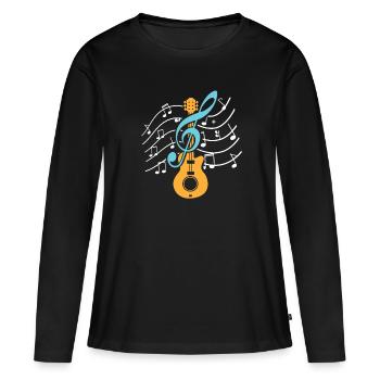 Guitariste clé de sol guitare - T-shirt manches longues Premium bio Femme - noir - Devant - Julia (174cm)