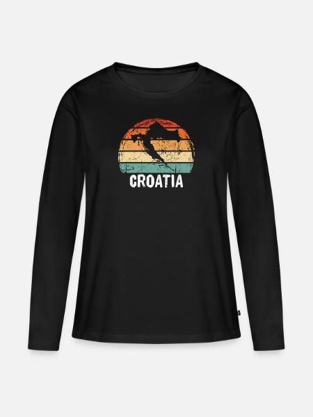Kroatien - Frauen Premium Bio Langarmshirt - Schwarz