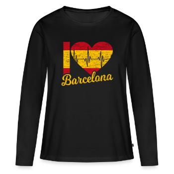 Barcelone - T-shirt manches longues Premium bio Femme - noir - Devant - Julia (174cm)