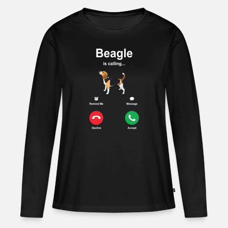 Beagle Hündchen Geschenkidee - Frauen Premium Bio Langarmshirt - Schwarz