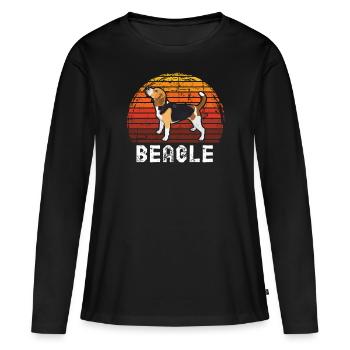 Beagle - Frauen Premium Bio Langarmshirt - Schwarz - Vorne - Julia (174cm)