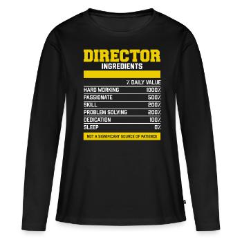 T-Shirt Ingrédients Fantaisie Directeur - T-shirt manches longues Premium bio Femme - noir - Devant - Julia (174cm)