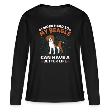 Beagle - Frauen Premium Bio Langarmshirt - Schwarz - Vorne - Julia (174cm)
