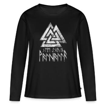 Valknut Valhalla Odin's Thors Triangle Wotan's Knot - T-shirt manches longues Premium bio Femme - noir - Devant - Julia (174cm)