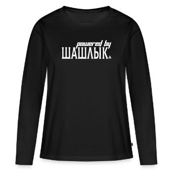 Propulsé par Shashlik Russes russes Rossia - T-shirt manches longues Premium bio Femme - noir - Devant - Julia (174cm)