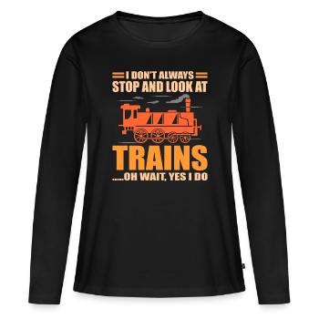 train - T-shirt manches longues Premium bio Femme - noir - Devant - Julia (174cm)