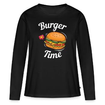 Burger - T-shirt manches longues Premium bio Femme - noir - Devant - Julia (174cm)