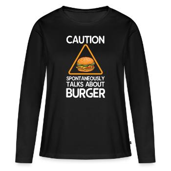 Burger - T-shirt manches longues Premium bio Femme - noir - Devant - Julia (174cm)