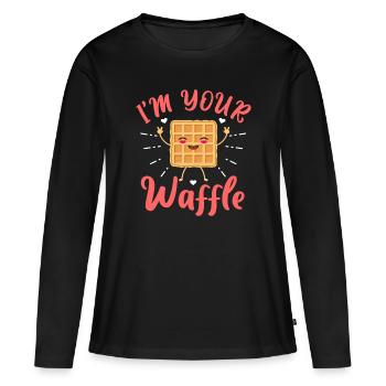 Gaufre - T-shirt manches longues Premium bio Femme - noir - Devant - Julia (174cm)