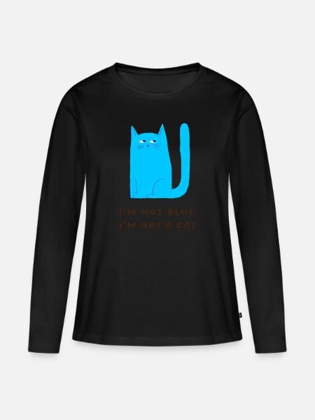 Ich bin nicht blau Ich bin keine Katze - blaue Katze - Frauen Premium Bio Langarmshirt - Schwarz